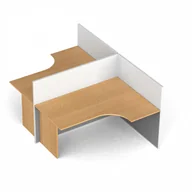 Inne meble biurowe - B2B Partner Zestaw parawanów biurowych ze stołem ergonomicznym, magnetyczny, 2 miejsca, buk 437242 - miniaturka - grafika 1