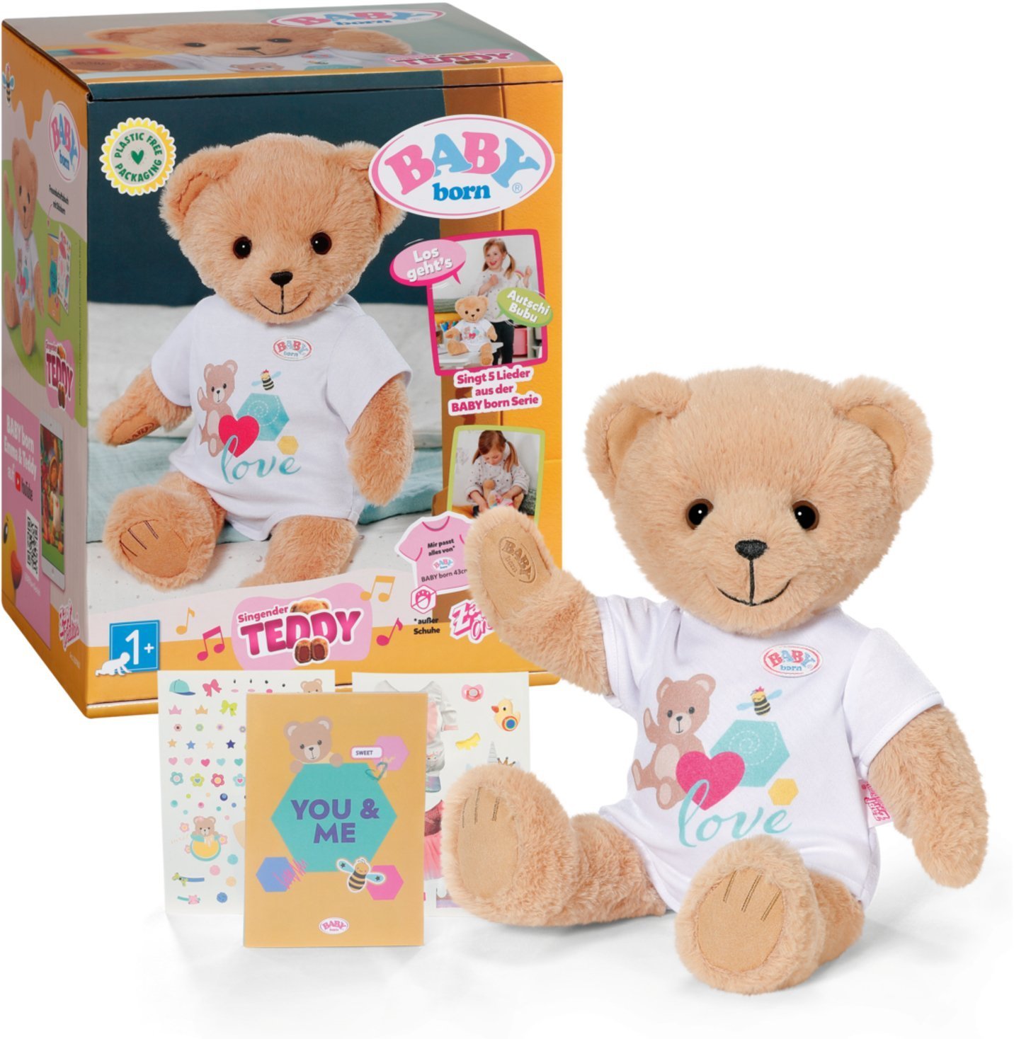 Zapf BABY born Singing Teddy niemiecki, Cuddly Toy