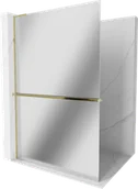 Ścianki i drzwi prysznicowe - Mexen Kioto+ L ścianka prysznicowa z półką Walk-in 70 x 200 cm, lustro, złota - 800-070-123-50-50 - miniaturka - grafika 1