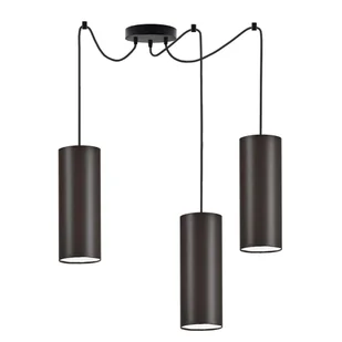 Czarna 3-płomienna lampa wisząca z brązowymi abażurami VIZELA T3 - Lampy sufitowe - miniaturka - grafika 1