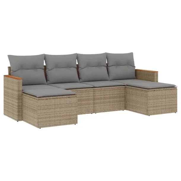 Zestaw wypoczynkowy ogrodowy beżowy z rattanem PE, wymiary 55 x 62 x 69 cm