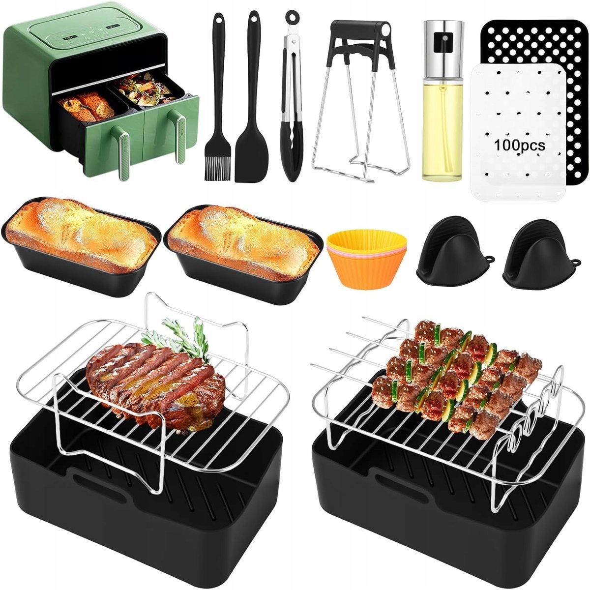 ZESTAW AKCESORIÓW DO AIRFRYER 15W1 FORMY RUSZTY XL AF300 AF400 SL400