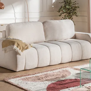 Kanapa rozkładana 3-osobowa z beżowej tkaniny szenilowej TALIVO - Sofy i kanapy Kanapa rozkładana 3-osobowa z beżowej tkaniny szenilowej TALIVO - Sofy i kanapy - miniaturka - grafika 1