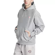 Bluzy męskie - Champion Męska bluza z kapturem z nadrukiem odwrotnym, szary, XL - miniaturka - grafika 1