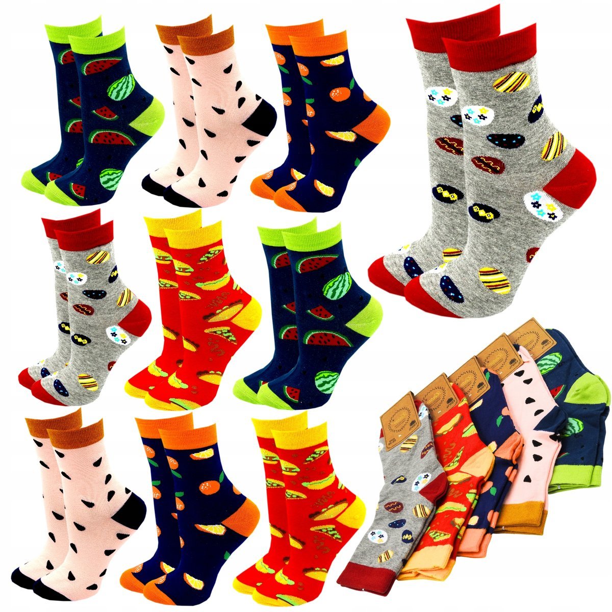 Skarpety Damskie Kolorowe Bawełniane Długie 10 Par Skarpetki Bawełna 35-38