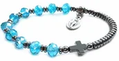 Biżuteria religijna - Bransoletka różaniec na rękę hematyt, kryształki rondelle 8642 [P6] - miniaturka - grafika 1