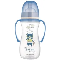Butelki dla niemowląt - Butelka Antykolkowa Z Uchwytem 300 Ml Bonjour Paris Niebieska Canpol Babies - miniaturka - grafika 1