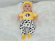 Lalki dla dziewczynek - Adar, Lalka bobas z głosem śpiewa i mówi po polsku 40cm ubranko krówka, 565296 - miniaturka - grafika 1
