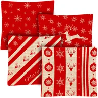 Poszewki na poduszki - Poszewka na poduszkę 40x40 cm lniana, świąteczna, ozdobna poszewka jasiek na Boże Narodzenie, zestaw 4 szt! RUHHY - miniaturka - grafika 1