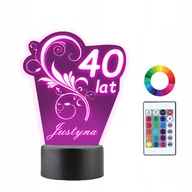 Lampy stojące - Lampka Nocna 3D LED 40 Urodziny Prezent Grawer - miniaturka - grafika 1