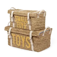 Zestawy naczyń dla dzieci - Childhome Rattanowe Kosze na pasek zestaw 2 szt. Yellow - miniaturka - grafika 1