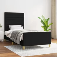 Łóżka - Lumarko Rama łóżka z zagłówkiem, czarna, 100x200 cm, obita tkaniną - miniaturka - grafika 1
