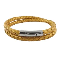 Naszyjniki męskie - König Design skórzany naszyjnik skórzany pasek skórzana bransoletka 6 mm męski naszyjnik 17 cm - 100 cm pleciony, długość: 20 centymetrów, kolor: złoty - miniaturka - grafika 1