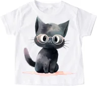 Koszulki dla dziewczynek - Koszulka dla dziewczynki z kotem kot58 - miniaturka - grafika 1