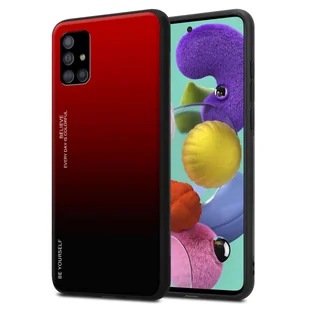 Etui Cadorabo do Samsung Galaxy A51 5G w kolorze CZERWONYM - CZARNYM Dwukolorowe etui ochronne wykonane ze szkła hartowanego i silikonowej nakładki TPU na telefon komórkowy - Etui i futerały do telefonów - miniaturka - grafika 1