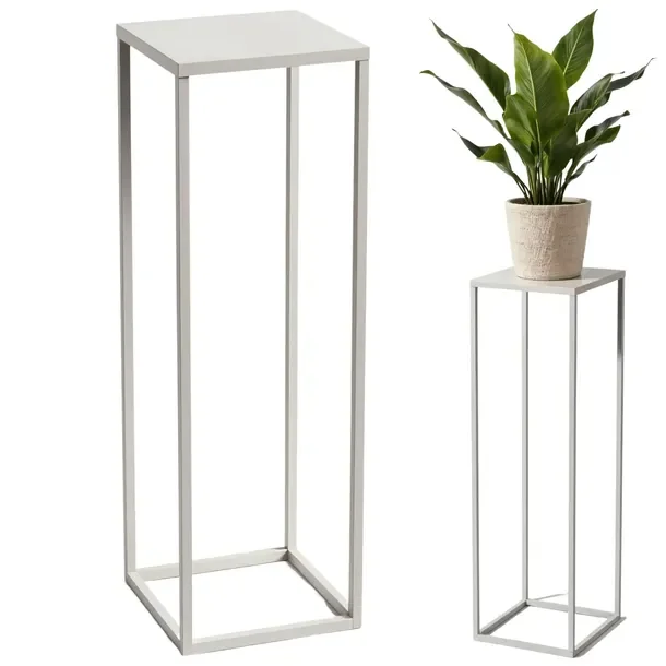 Kwietnik Metalowy Stojący Stojak Na Kwiaty Biały 80cm Loft Produkt Polski