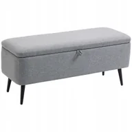 Ławki do przedpokoju - Ławka, Skrzynia, Ławka Tapicerowana, Lniana, do 150kg, 101x38,5x44,5 cm - miniaturka - grafika 1