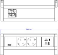 Gniazdka elektryczne - Bachmann BACHMANN DESK 2xzabezpieczony styk 1xUSB A&C, Ładowarka USB 22W, GST18 - miniaturka - grafika 1