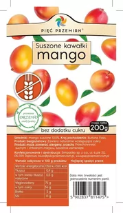 PIĘĆ PRZEMIAN Mango suszone kawałki 200g - Bakalie - miniaturka - grafika 1