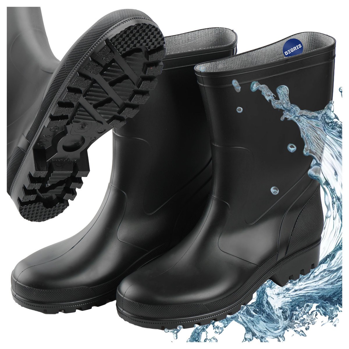 Kalosze gumiaki męskie roz 45 robocze wysokie czarne PVC gumowce POLSKIE