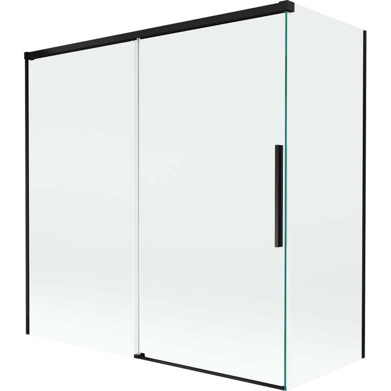 Mexen Rox parawan nawannowy 2-skrzydłowy rozsuwany 160 + 75 x 150 cm, transparent, czarny - 8C9-160-075-70-00