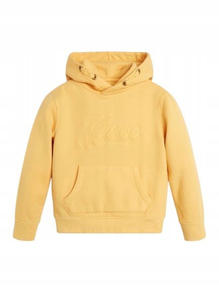GUESS BLUZA DZIECIĘCA Z KAPTUREM ŻÓŁTA Z HAFTEM BAWEŁNA 12 1GXA