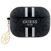 Akcesoria do słuchawek - Etui na słuchawki GUESS 4G Printed Stripes Charm do Apple AirPods Pro 2 gen Czarny - miniaturka - grafika 1