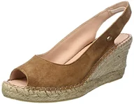 Espadryle damskie - Fred de la Bretoniere Damskie sandały FRS0176 Slingback Luxury Suede Espadryle Wedge Sandal, Light Cognac, 40 EU, Light Cognac, 40 EU - miniaturka - grafika 1