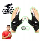 Rękawiczki rowerowe - Projektor ElektroSkarby.pl RĘKAWICZKI ROWEROWE Z LATARKĄ czarny - miniaturka - grafika 1