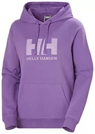 Bluzy damskie - Helly Hansen Damska bluza z kapturem z logo W HH, elektryczna fioletowa, XL - miniaturka - grafika 1