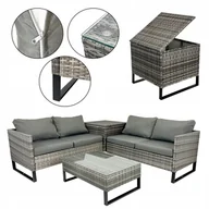 Meble ogrodowe - Zestaw Mebli Ogrodowych Taras Balkon Wypoczynkowy Technorattan Como Taupe - miniaturka - grafika 1