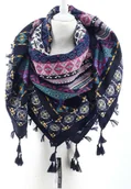 Apaszki i szaliki damskie - DAMSKA WIELOKOLOROWA CHUSTA APASZKA Z FRĘDZLAMI ETNO - miniaturka - grafika 1