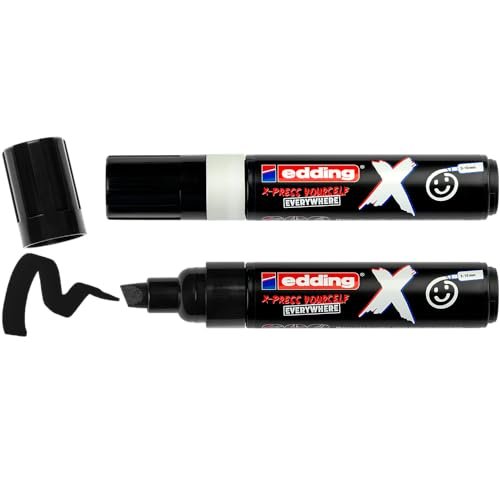 edding X Multi Marker - Black & White Color Set - 2 pisaki akrylowe - końcówka klinowa 2-10 mm - marker akrylowy do T-shirtów, sneakersów, etui na telefon komórkowy i wielu innych