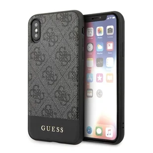 Guess 4G Bottom Stripe Collection - Etui iPhone Xs / X szary - Etui i futerały do telefonów - miniaturka - grafika 1