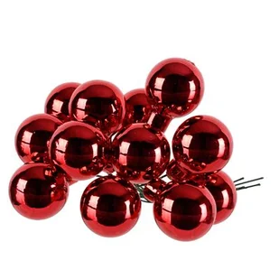 Bombki szklane na drutach połysk 2 cm czerwone 144 szt. - Bombki - miniaturka - grafika 1