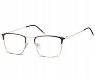 Okulary korekcyjne, oprawki, szkła - Sunoptic Oprawki korekcyjne zerówki okulary męskie prostokątne 893 złoty + czarny - miniaturka - grafika 1