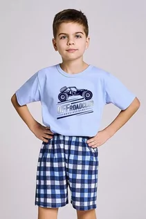 Piżamy chłopięce - Chłopięca piżama Owen niebieska z samochodem terenowym 98 - grafika 1