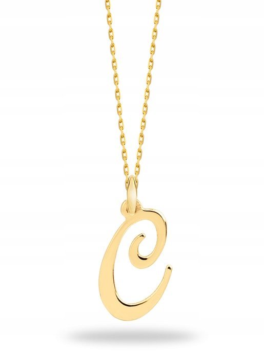 ZŁOTA KOMPLET ZAWIESZKA ŁAŃCUSZEK LITERKA C 333