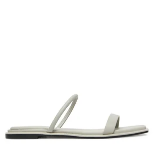 Klapki Calvin Klein Flat Sandal Squared 2-Bar Lth HW0HW02532 Beżowy - Klapki i japonki damskie - miniaturka - grafika 1