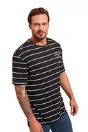 Koszulki męskie - Trendyol Męski T-shirt z paskiem w paski, granatowy, S (DE) - miniaturka - grafika 1