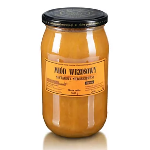 MIÓD WRZOSOWY 1050g, pyszny, słodki, nierozgrzewany, 100 lat tradycji, zdrowy - Miód - miniaturka - grafika 1