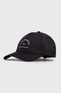 Czapki damskie - Karl Lagerfeld czapka z daszkiem kolor czarny z aplikacją - grafika 1