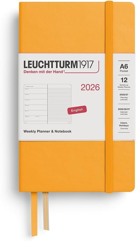 KALENDARZ TYGODNIOWY Z NOTATNIKIEM LEUCHTTURM1917 POCKET (A6) 2026 POMARAŃCZOWY
