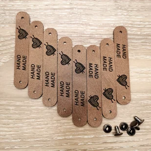 TEMU 10 szt. Ręcznie Robionych Etykiet z Sztucznej Skóry z Metalowymi Oczkami i Śrubkami - Etykiety Rękodzielnicze do Projektów na Drutach, Portfeli, - Rękodzieło - miniaturka - grafika 1