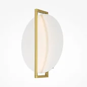 Lampy ścienne - Złoty kinkiet LED Mira o płaskiej konstrukcji, emitujący odbite światło do salonu - miniaturka - grafika 1