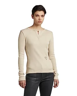 G-STAR RAW Top damski Granddad Slim Top, beżowy (Brown Rice D22336-c678-d309), XL - Koszulki i topy damskie - miniaturka - grafika 1