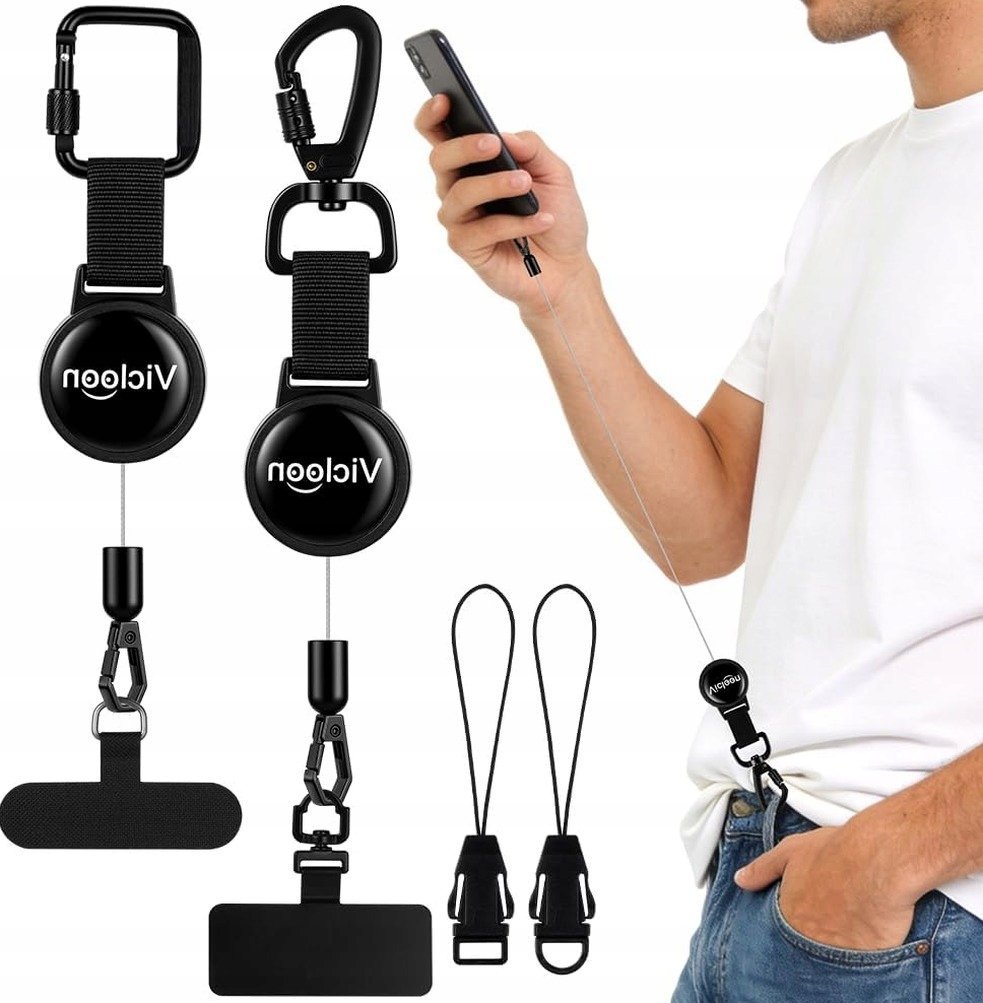 Smycz wysuwana do telefonu etui kluczy uchwyt mocny 2 sztuki