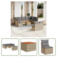 Meble ogrodowe - The Living Store 12-cz. zestaw mebli ogrodowych z poduszkami - mieszany beż - Sofa Ogrodowa - miniaturka - grafika 1