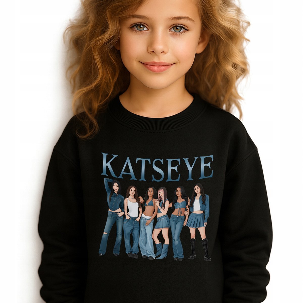 Bluza Dziecięca Czarna KATSEYE QUEENS Muzyka K-pop Na Prezent - 152 cm Wz