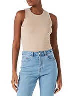 Koszulki i topy damskie - ESPRIT Collection Tank top z dzianiny żebrowanej, LENZING™ ECOVERO™, Light Taupe, XXL - miniaturka - grafika 1